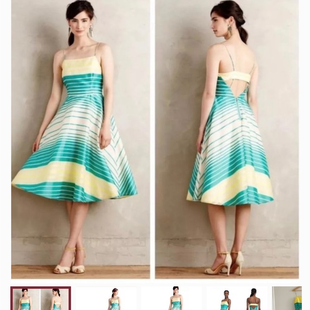Tracy Reese mixed stripe fit and flare dress frock